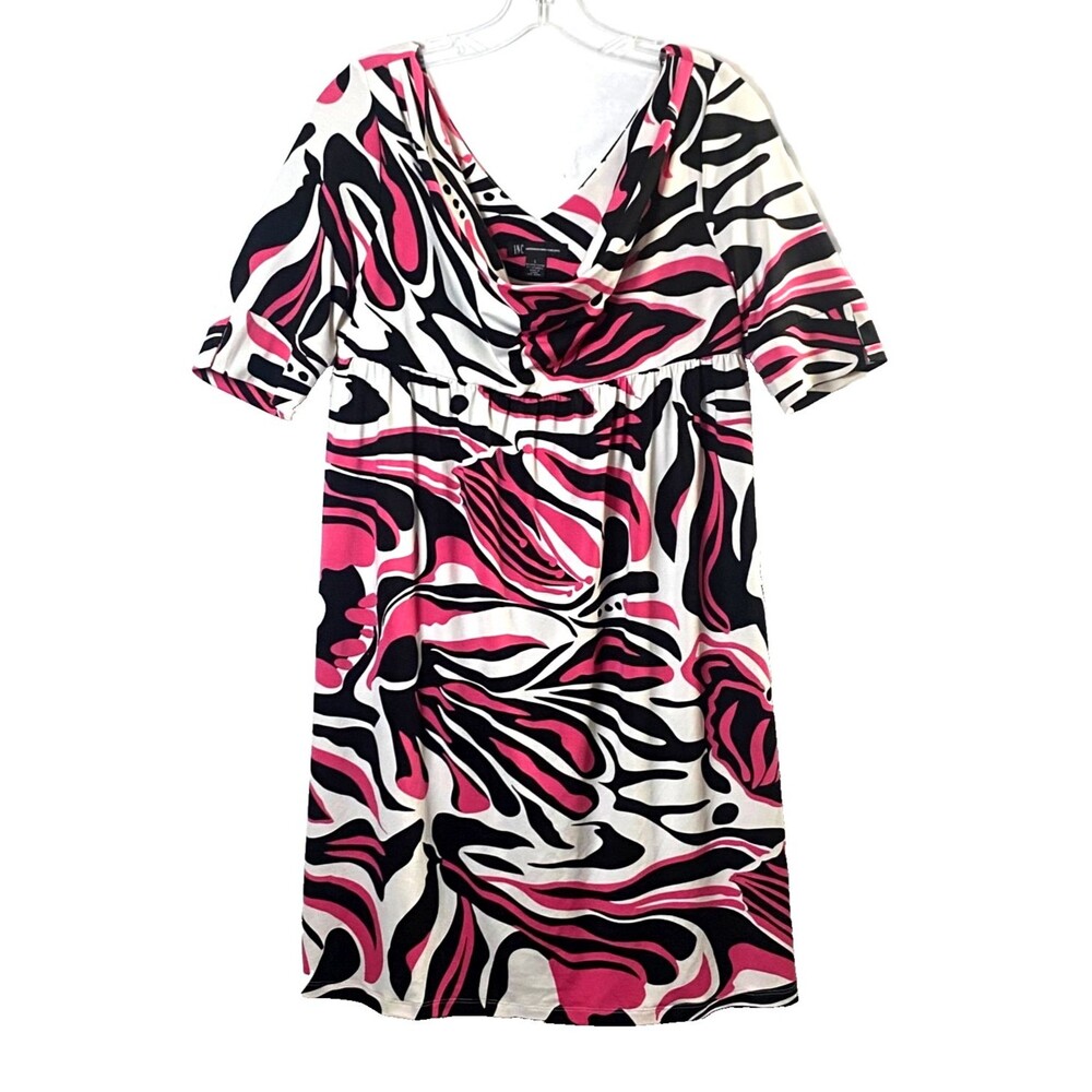 INC International Concepts Floral Marble Mini Dress Size L Multi Cowl Babydoll